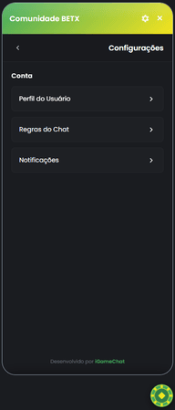 Tela de configurações da comunidade