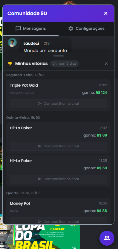 Compartilhamento de grandes vitórias